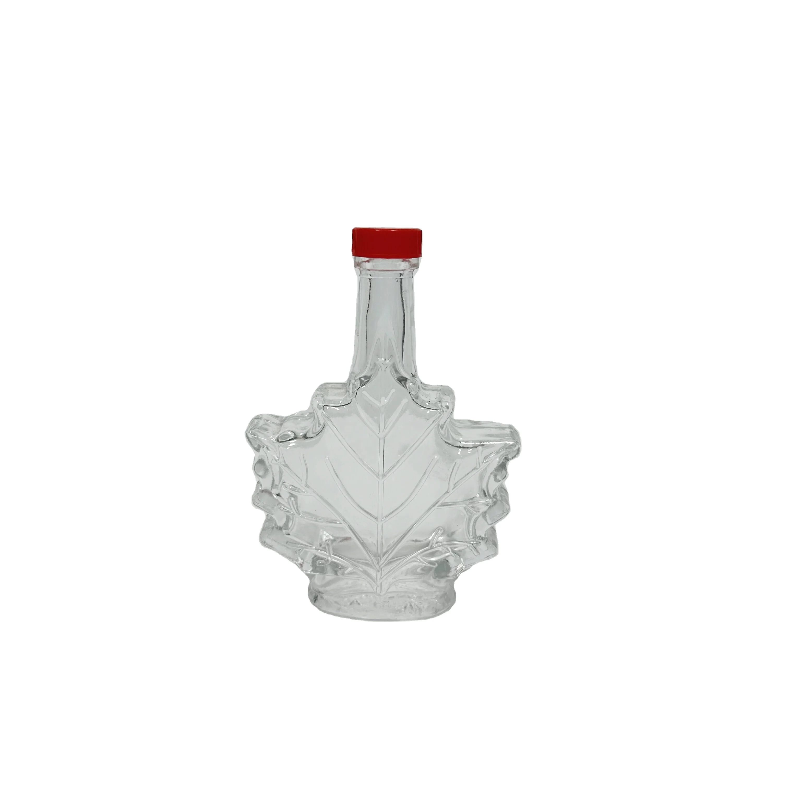 250ml maple leaf shape glass maple syrup bottle with child resistant lid