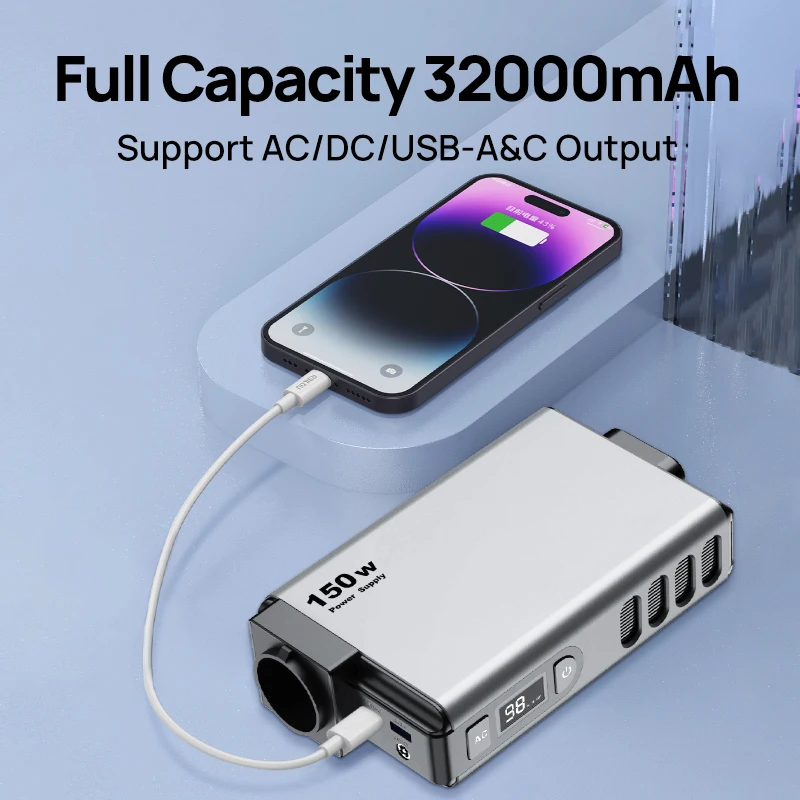 EZ150  115Wh/14.4V/8Ah/32000mAh  Portable Power Bank  Powerbank with Wired PD65W Fast Charging  150W