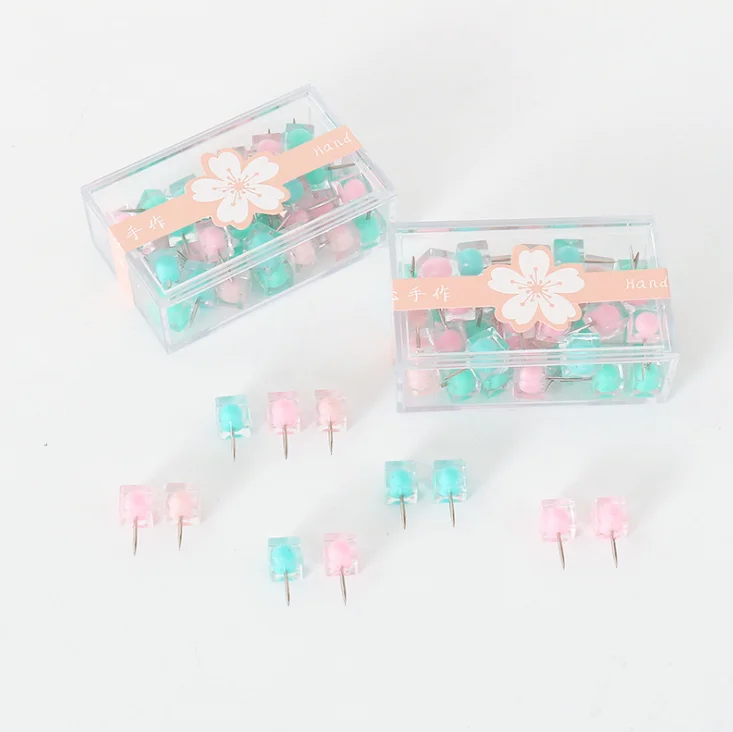 Wholesale assorted color Thumb Tacks 40 pcs Push Pins Drawing Pins Tacks Push Pins In Box Stationery Set