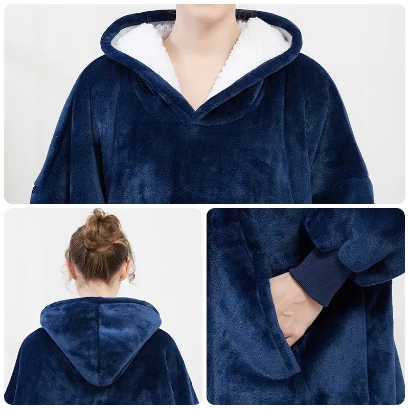 Hot Selling Blankets Warm Clothing Hooded Cartoon Pajamas Warm Pullovers lazy people TV Blankets Thick Oversized Hoodies