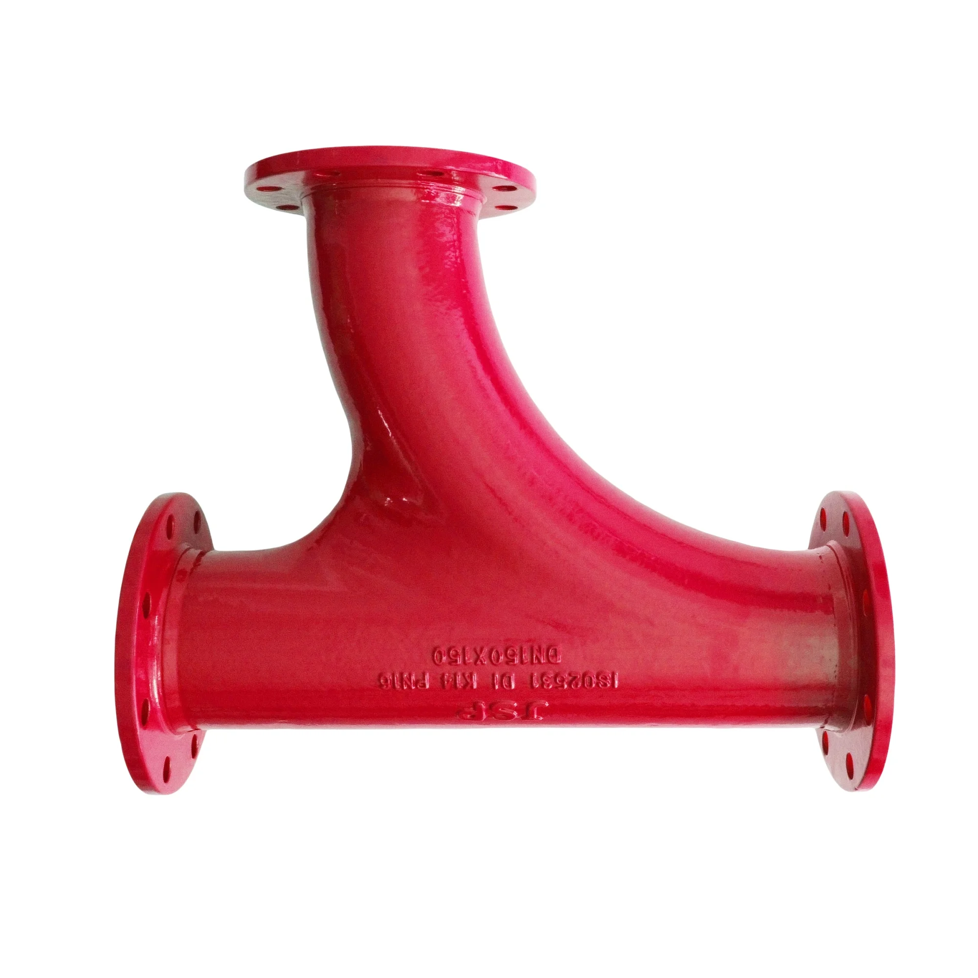 JSP ISO2531 Ductile Iron Pipe Fitting PN 10 PN 16 PN25 45 Degree Flanged Tee All Flange Tee with 45 Angle Branch for Water