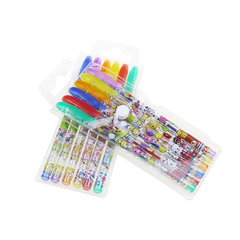 Multiple Colour Plastic 0.8mm Gel Pen Set of 6 Fancy Pattern Drawing Glitter Colored Gel Ink for Kids