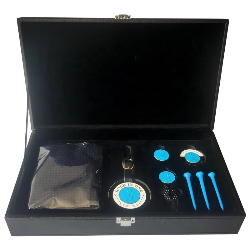 Factory Direct Sales Golf Accessories Gift PU Leather Box Case Golf Towel Bag Tag Green Fork Chip Tee Set
