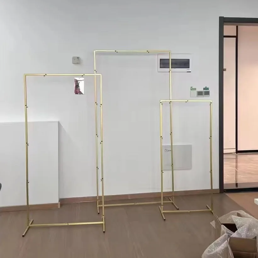 Gold metal rectangular wedding arch backdrop stand for Ceremony Party Birthday Baby Shower Anniversary Balloon Decoration