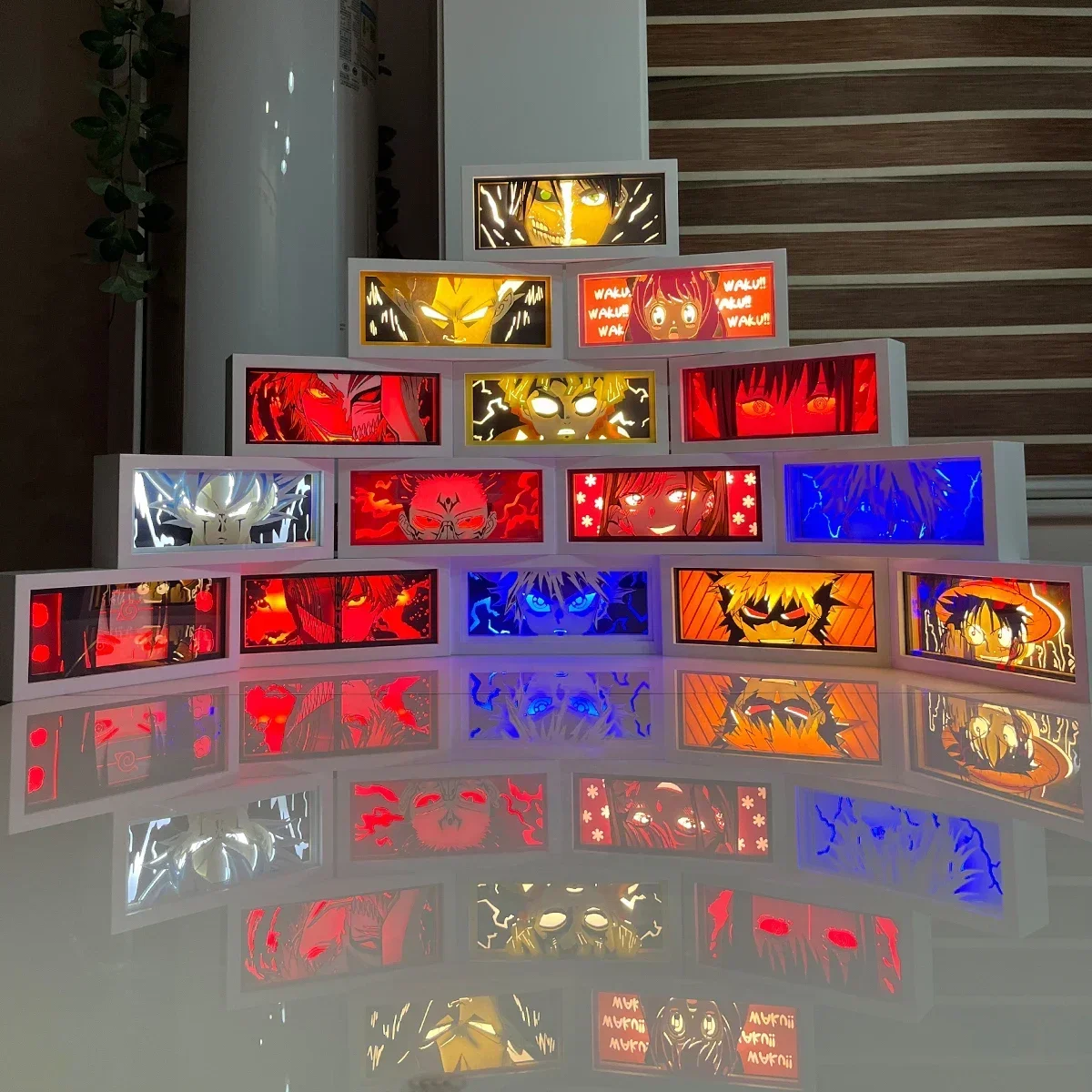 Peripheral Led Nightlight Anime Paper Carving Table Lamp Ornaments Cutting Uchiha Itachi Sasuke Anime 3d Paper Cut  Light Box