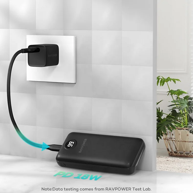 RAVPower high capacity 20000mah portable charger 20w fast charging powerbank with digital display power bank 20000mah