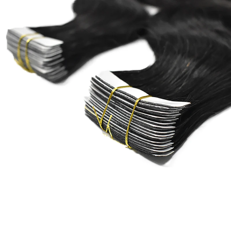 Body Wave Indian Raw Human Hair Straight Tap In 100 Tape In Human Hair Extension