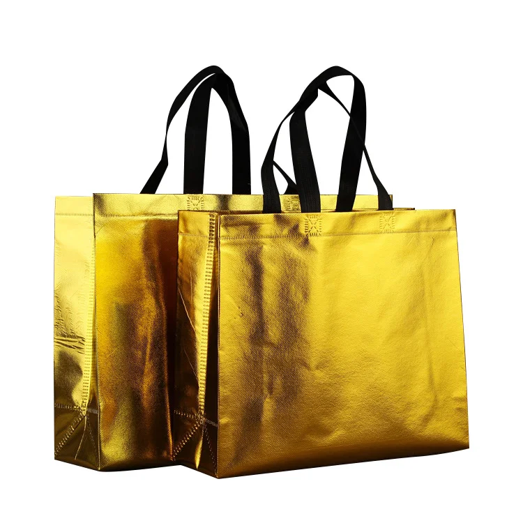 Блестящая Лазерная ламинированная Нетканая многоразовая сумка для покупок