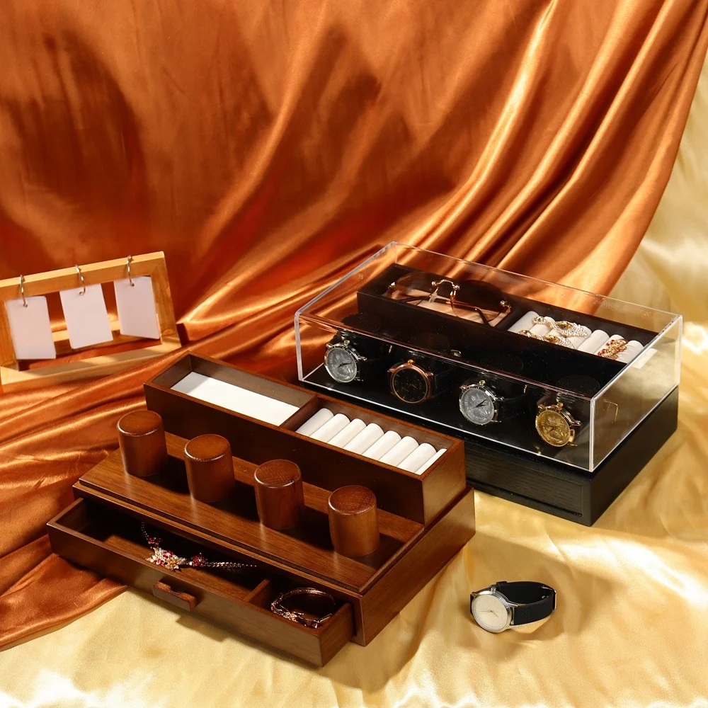 Luxury Custom Logo Watch Box Watch Gift Box Wood Case Packaging Watch Boxes Cases with The Drawer Wooden Handmade Wooden Carton