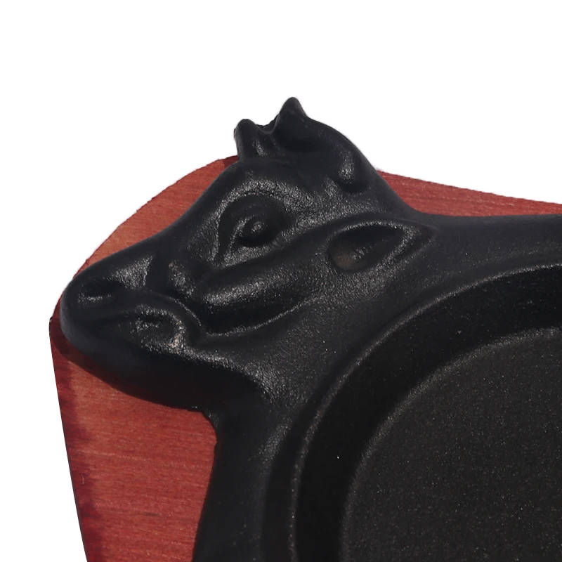 Customized indoor outdoor cast iron round bbq grill baking roasting pans with wooden base