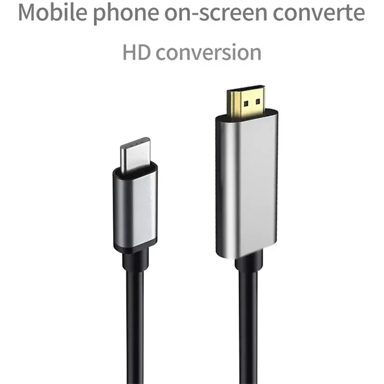 Factory custom aluminum alloy PVC USB Type to HDMI high-definition viewing Angle TV public cable adapter converter