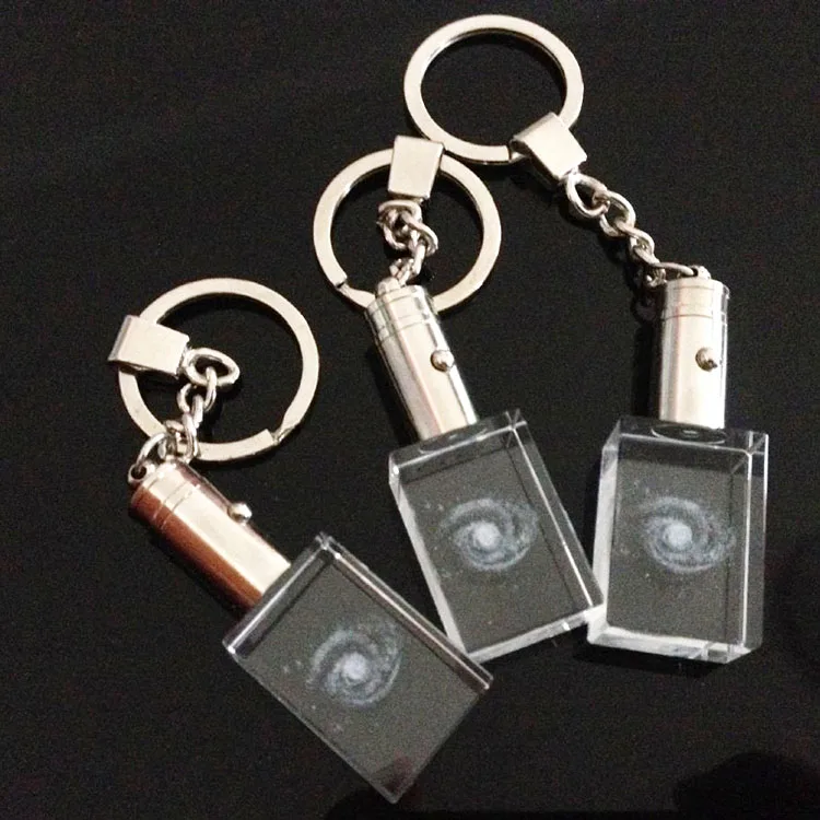 The galaxy Crystal Keychain  LED Light Wholesale Crystal Glass Keychain for Gift