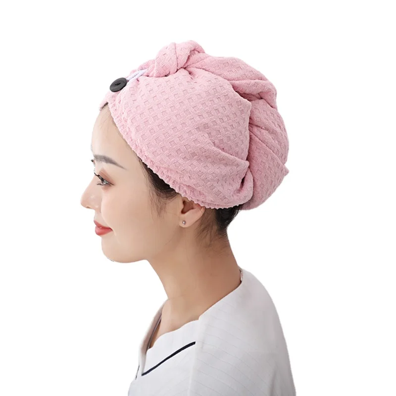 Wholesale of hair towels Waffle elastic hair wrap towel High quality water absorption durable hair towel wrap for women