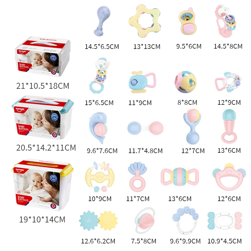 12 pcs Baby Teether Toy Rattle Set Toys Play Set Sonajas Silicone Teething Rattle Soft Rattle Tether