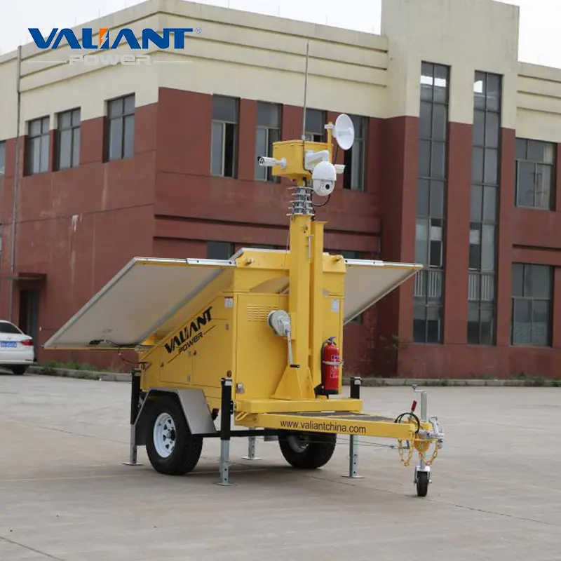 9m Hydraulic Telescopic Mast Light Tower  Mobile Solar Powered Trailer for Construction Site