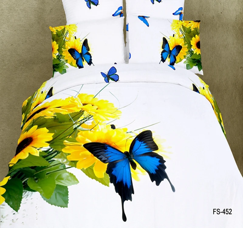 Hot flowers and plants style soft bedding set 3d digital flowers printing washed egyptian cotton duvet cover set