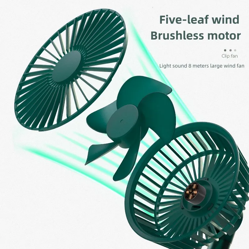 6-Inch USB Electric Mini Desk Fan Small Air Outdoor Automatic Oscillating Rechargeable with 5 Blade for Baby Kids Stroller