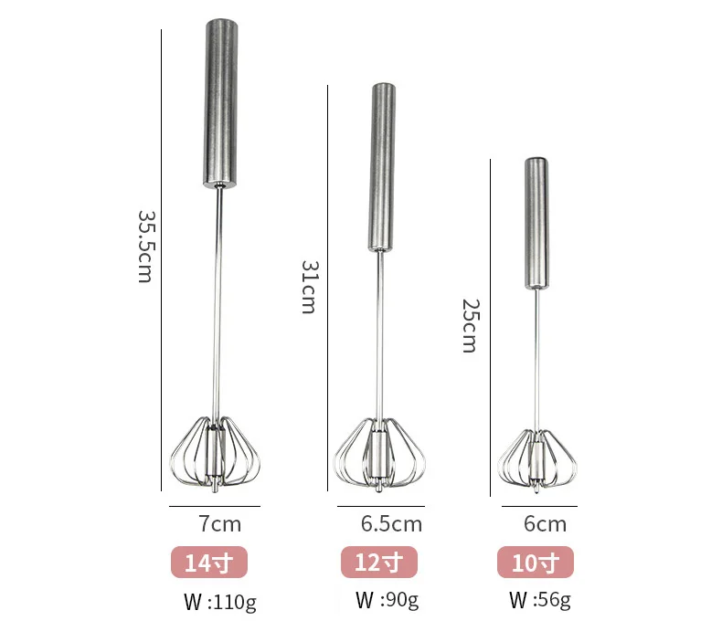 Stainless Steel Push-Down Zip Whisk Easy to Use Rotary Whisk Semi-automatic Hand Push Rotary Egg Whisk Blender