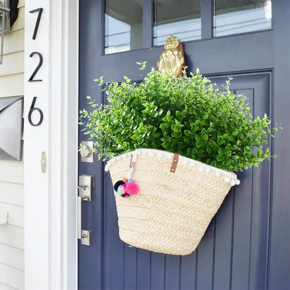 UV Resistant No Fade Faux Plastic Plants Outdoor Artificial Green Flowers bushes greenery for Garden Porch Window Box decor