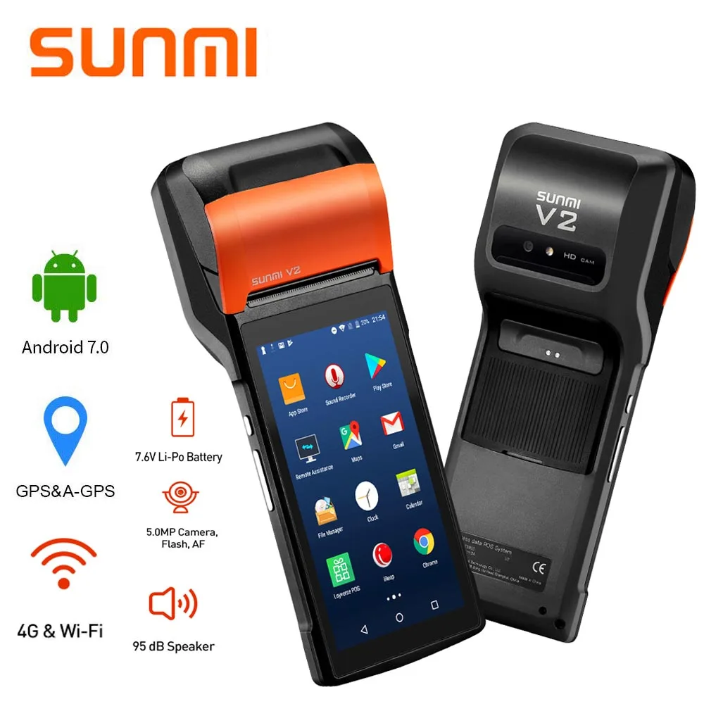 SUNMI V2/V2 PRO кассовый аппарат Pos 58 программное обеспечение портативный терминал Android Мини термопринтер с 4G