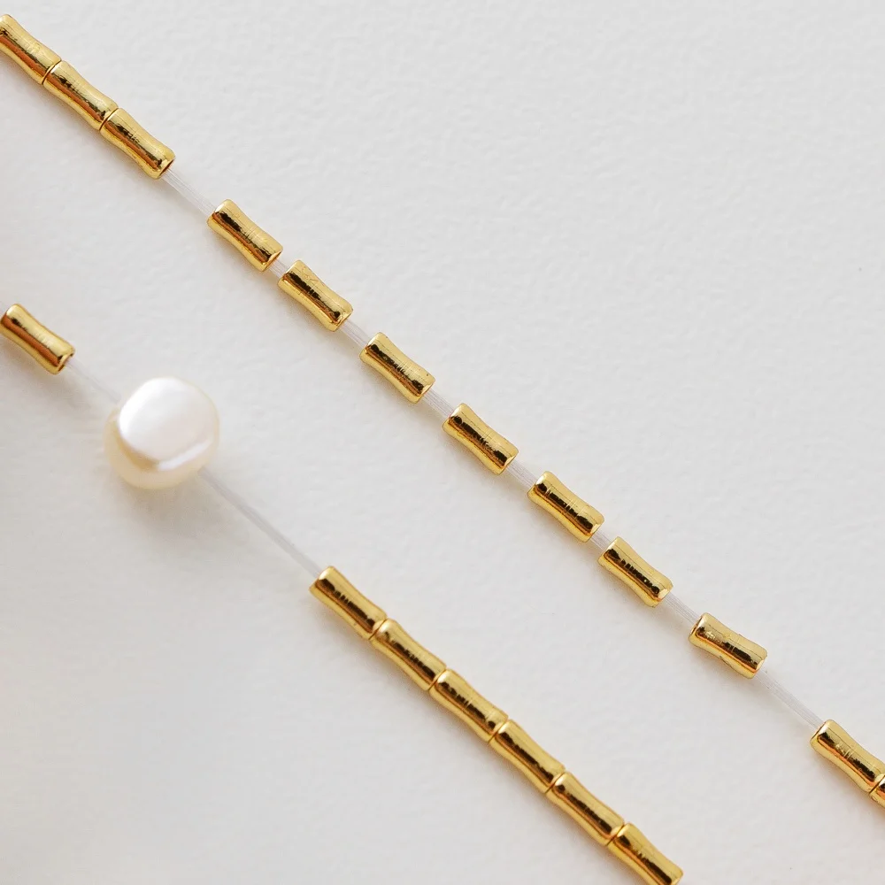 LUCK 18K Gold-plated copper Freshwater pearl Stretch Rope Bracelet waterproof non tarnish wholesale