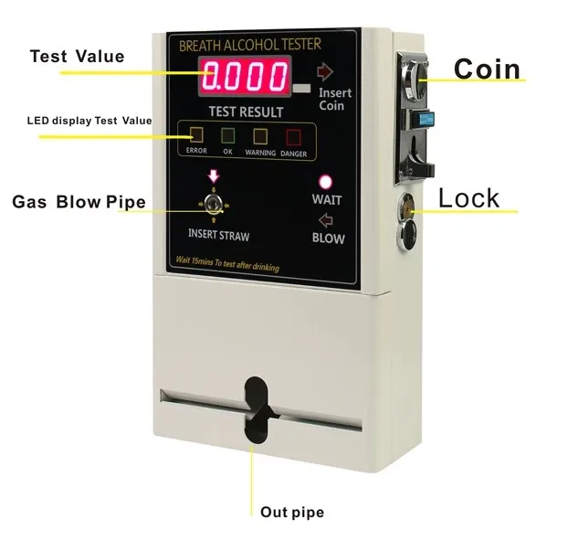 Drunk Driving Alcoholimetro Coin Operated Alcohol Tester Alcohol Breathalyzer Alcohol Meter