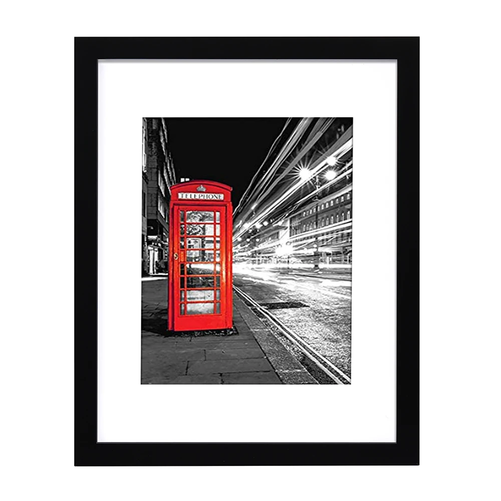 wood 11x14 Black Picture Frame - Made to Display Pictures 8x10 with Mat or 11x14 Without Mat