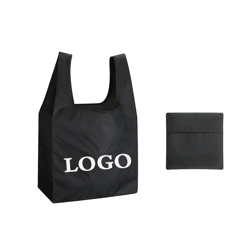 Wholesale Custom Logo Grocery Reusable Shopping Bags for Groceries Pouch Foldable X Large Nylon Polyester Shopping Tote Bags