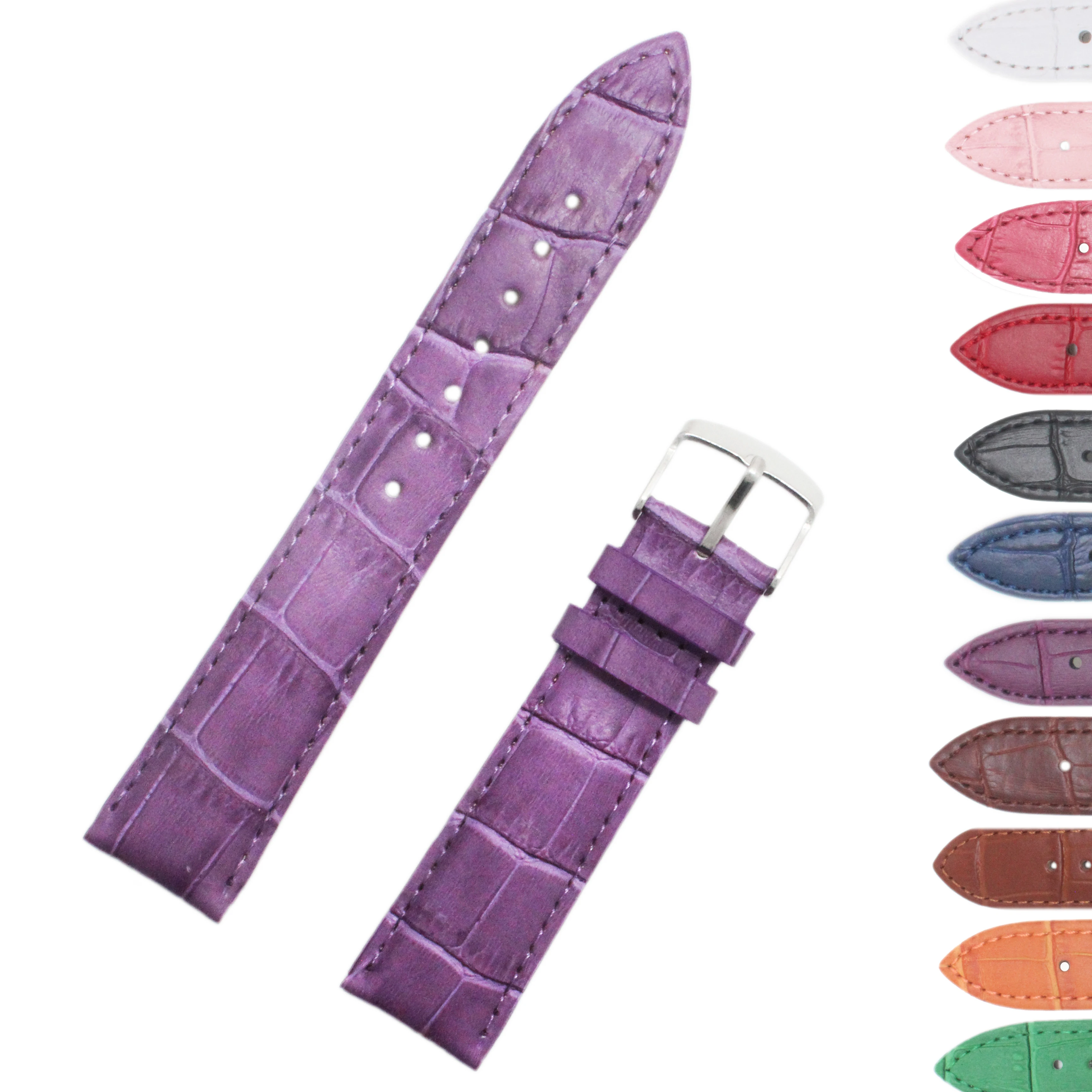 Factory directly  bamboo Crocodile grain Cowhide genuine leather high quality watch straps band