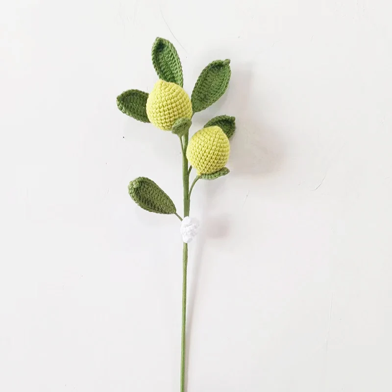 wholesale colorful  Handmade Crochet knitting woolen yarn Artificial fruit Flower Bouquet for gift