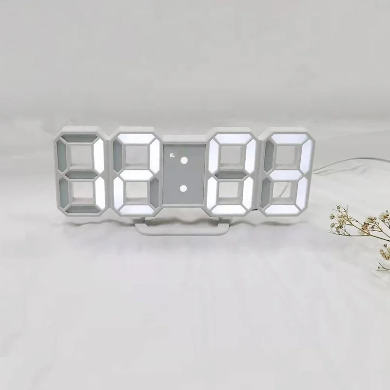 OEM корейские горячие продажи индивидуальные низкие цены цифровые 3D настольные настенные часы белый светодиодный 3D будильник