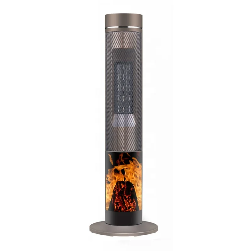 Flame Electric Stand Oscillating Tower Pedestal Fans Ceramic PTC Heater