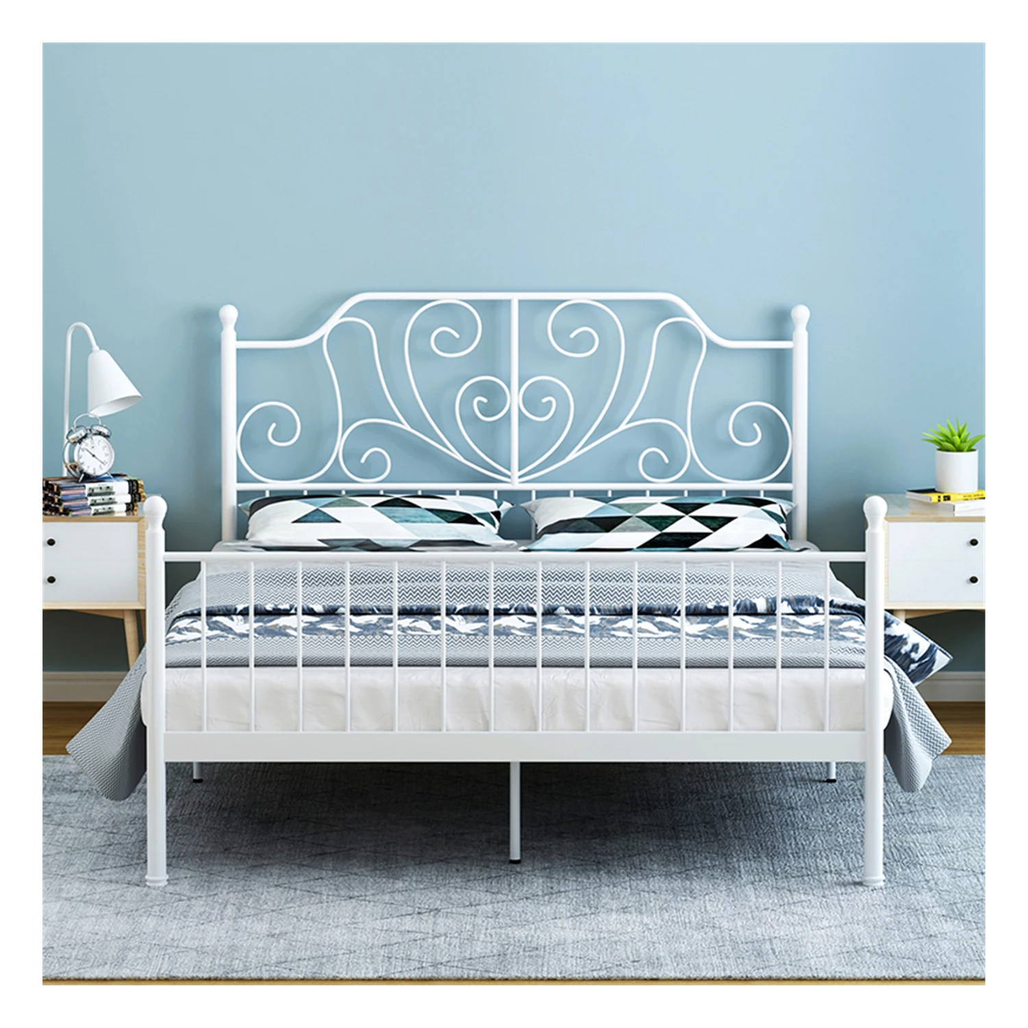 White  Metal  Frame Best Sale  Bedroom Furniture Metal Bed Superior Quality Iron Single Bed