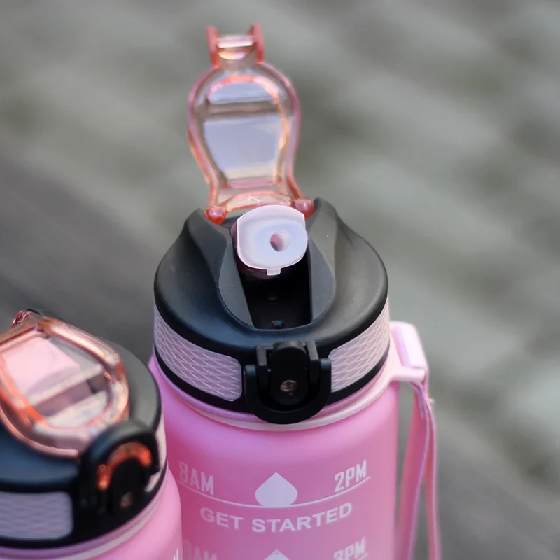 Wholesale gradient color 1l 32oz plastic water bottle Motivational Drinking Sports Water Bottle with time marker