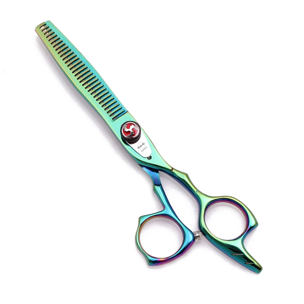 Ножницы для стрижки волос AQIABI, 5,5 дюйма, 6 дюймов, JP сталь 9CR, парикмахерские ножницы, филировочные ножницы зеленого цвета A9017