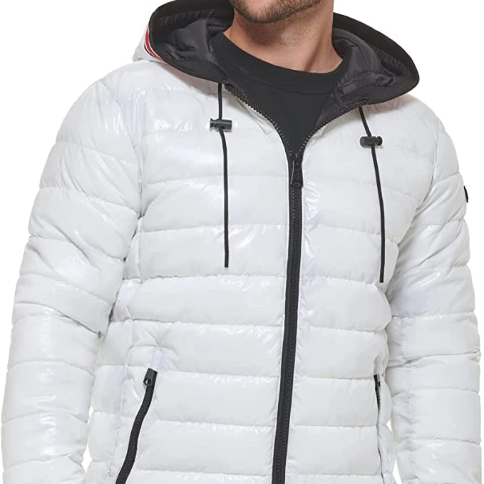 AQTQ Cheap  Warm Duck Feather Custom Logo Hooded Winter Bubble Puff Filled Down Puffer Jackets Coat for Men