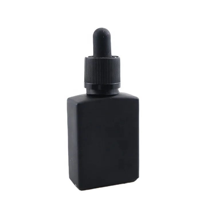 15ml 30ml 50ml 100ml matte black rectangle glass dropper bottles rectangular frosted black glass bottle