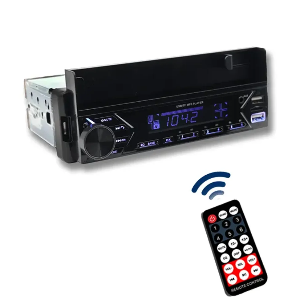 New Style 12V Universal Car MP3 Player Single Din FM Radio With Phone Holder Colorful Lights Double USB BT TF AUX Music Player