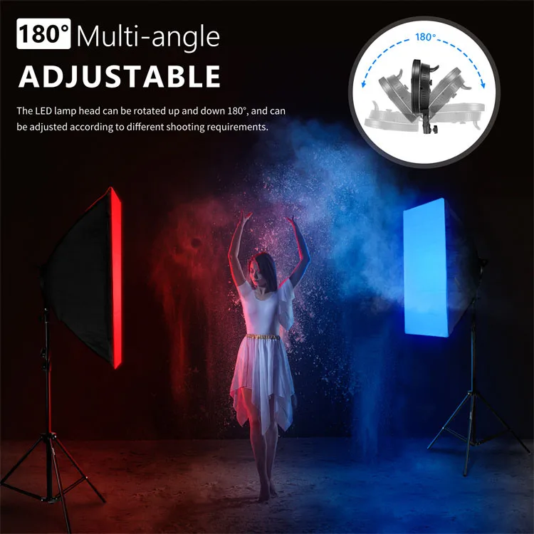 3 Pack RGB LED Photo Shoot Light Soft Box Lighting Kit with Photo Studio Accessories