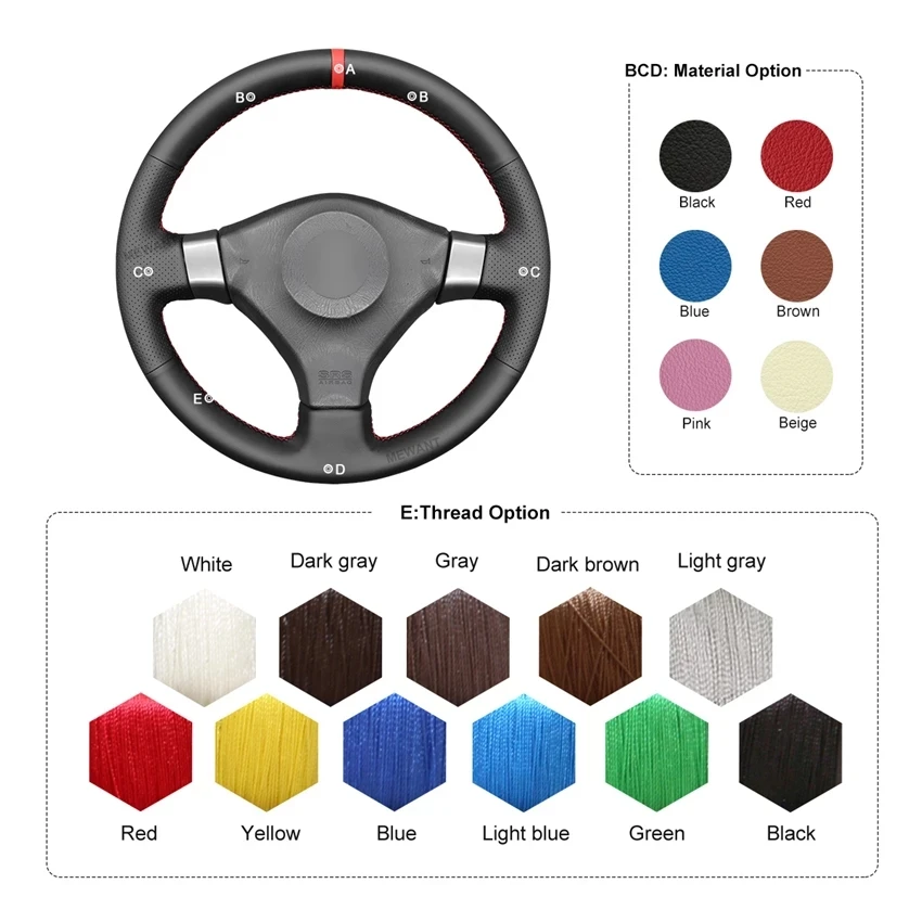 Car Accessory Custom Hand Sewing Steering Wheel Cover For Nissan 200SX S15 / Silvia / Skyline R34 GTR GT-R 1998-2002