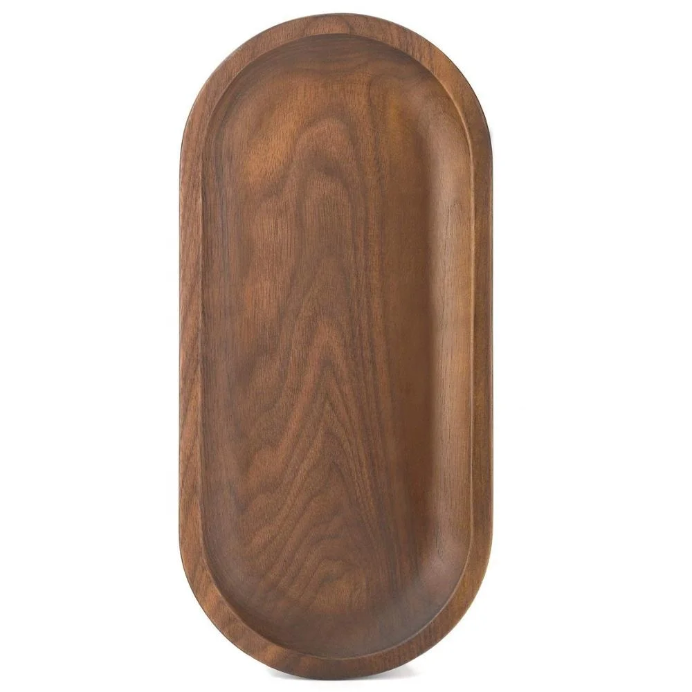 Walnut Wood Serving Oval Tray For Table Decoration