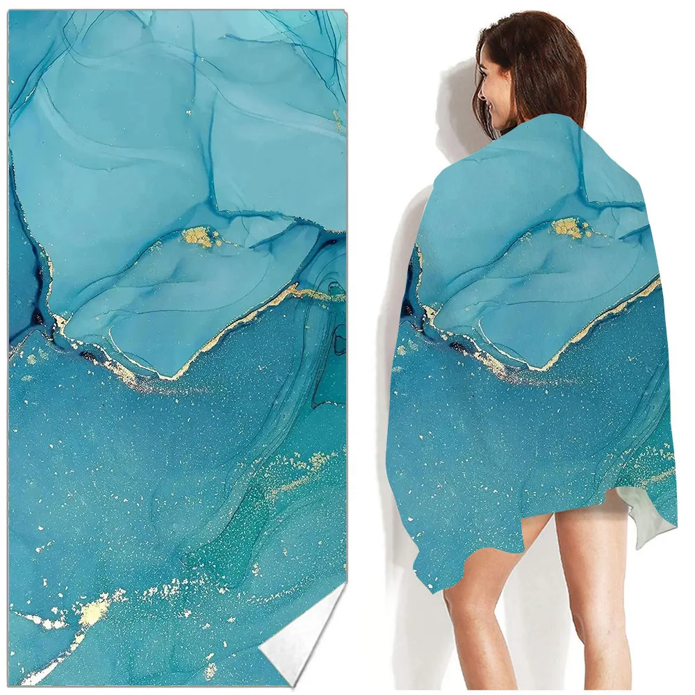 Wholesale Custom Printed Logo Microfiber Towel Super Absorbent Dry Fast Soft Lightweight Sand Free Beach Towel