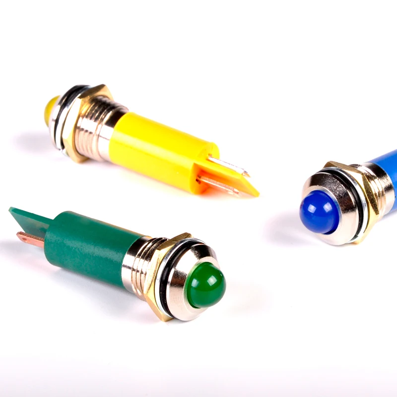 indicator light motorcycle ip67 waterproof 8mm equipment turn signal green metal brass terminal