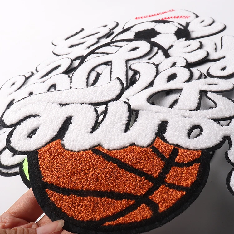 Large embroidered sports soccer teams patches big basketball tennis volleyball Chenille game day baseball patch for sweatshirt