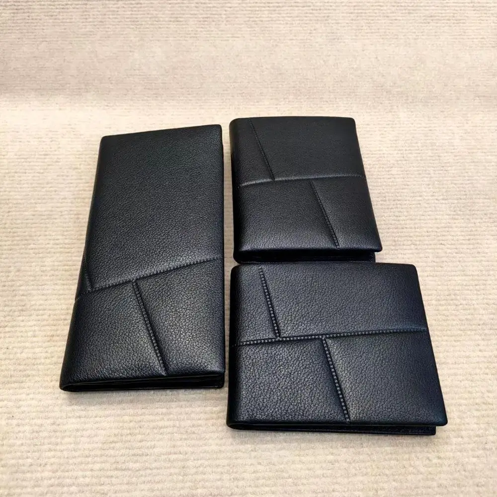 Low MOQ Custom Logo Business Cowhide Leather Luxury Purse ID Card Genuine Leather Wallet for Men