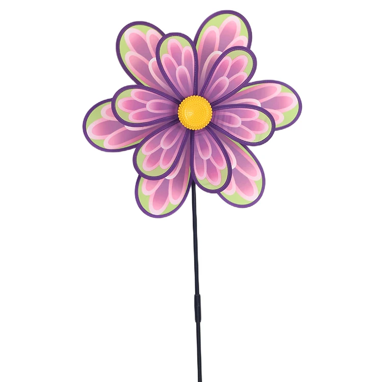 BAILING Kids Double Wheels Mini Toys Windmill Garden Decoration Flower Fabric Pinwheels For Sale