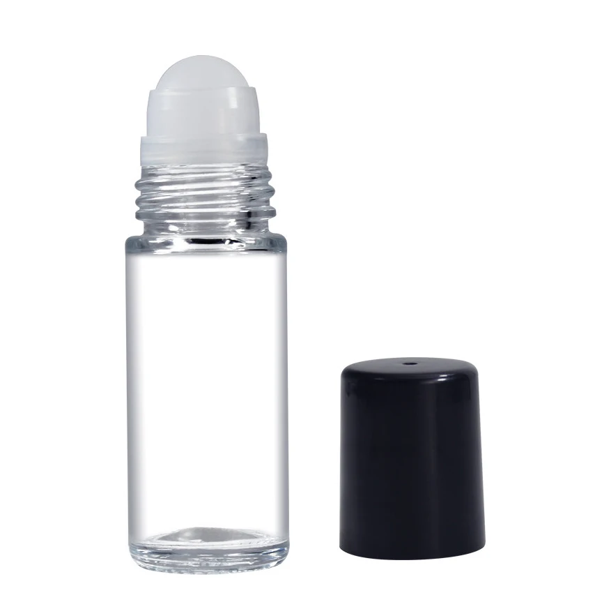 Cylinder roll on glass bottles 30ml transparent oil perfume roll on bottle