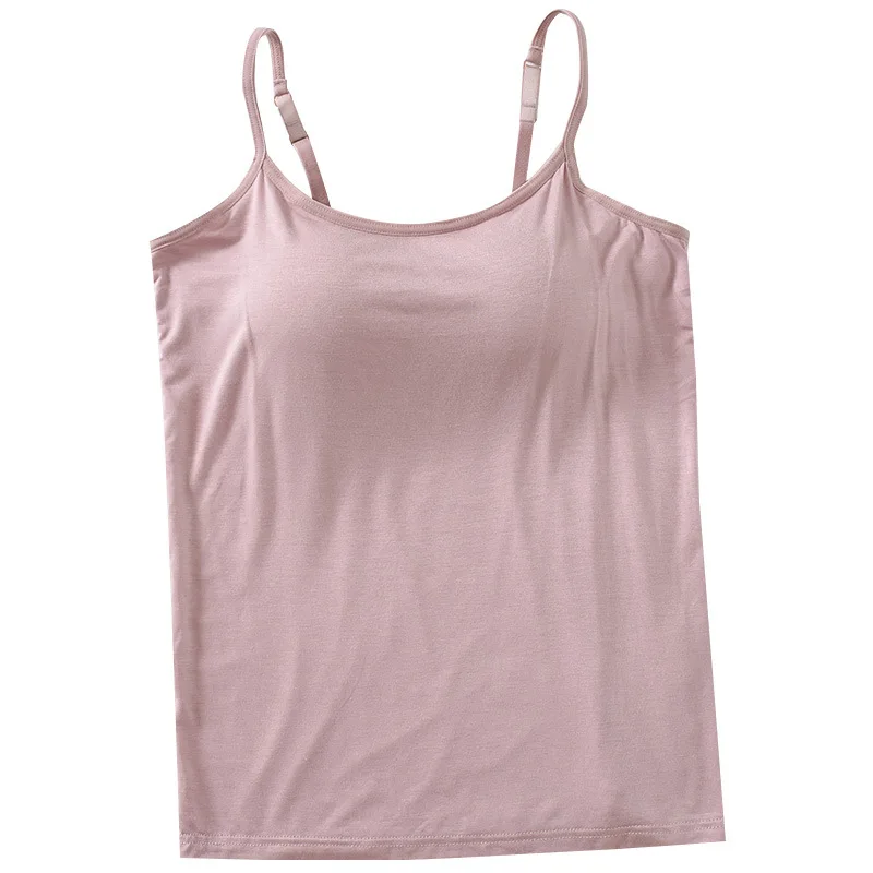 Women  Basic Slim Fit Yoga Vest  Woman Soft Camisole with  Bra Padded Women Camis