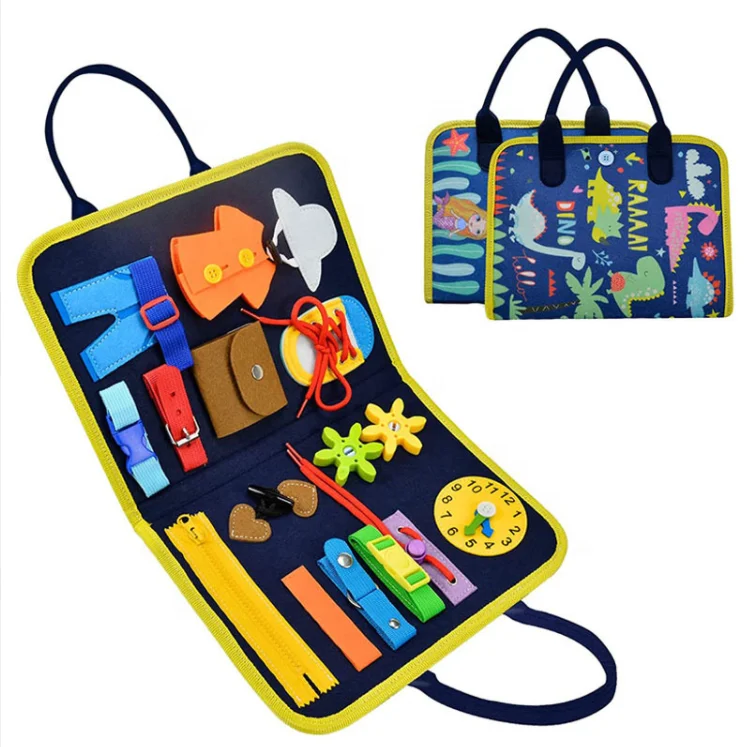Montessori Autism toys learning basic dress fine motor skills felt learning busy board for toddlers