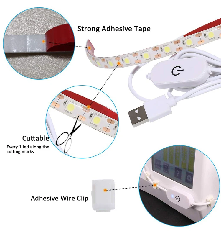 Светильник для швейной машины 11 8 дюйма USB с регулируемой яркостью Светодиодная лента переключателем ВКЛ./ВЫКЛ. 6500K холодный белый